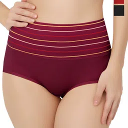 Bella Voste Pack Of 3 Striped High Waist Cotton Shapewear Briefs-picture-21
