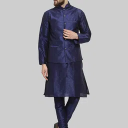 ROYAL KURTA Pure Silk Kurta With Churidar And Nehru jacket-image-102