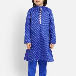 PICCOLO Boys Leheriya Printed Gotta Patti Straight Kurta with Pyjamas-13