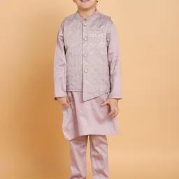 PICCOLO Boys Lavender Pure Cotton Kurta Pyjama with Jacket-39