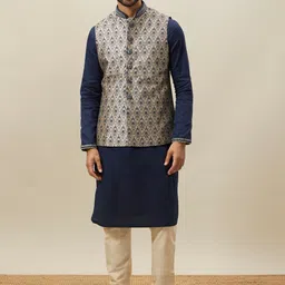 Manyavar Mandarin Collar Kurta With Churidar & Nehru Jacket-image-40
