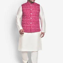KISAH PLUS Men Pink Kurta Jacket  with Pyjamas-picture-49