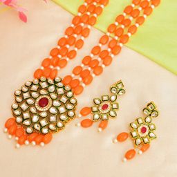 ROHINIKA Gold-Plated Kundan-Studded & AD Beaded Layered Jewellery Set-image-12