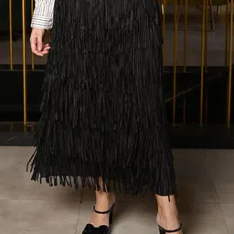 ODETTE Polyester Frilled Skirt For Women-image-0