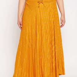 CLORA CREATION PLUS Plus Size Printed Flared Maxi Skirt-32