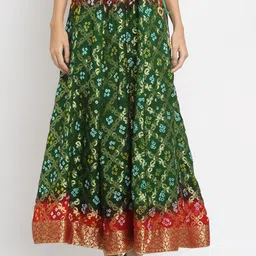 SOUNDARYA Woven-Design Flared Maxi Skirt-image-4