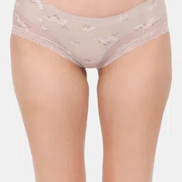 Amour Secret Women Beige Colored Floral Printed See Through Mesh Anti Odour Hipster Briefs-image-95