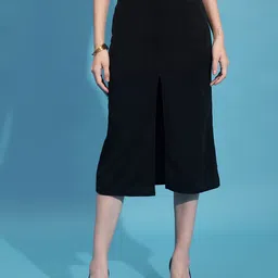 BUY NEW TREND Front Slit Straight Midi Length Skirt-picture-30