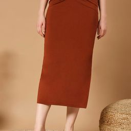 Trend Arrest Twist Waist & Split Thigh Pencil Midi Skirt-picture-58