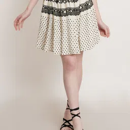 Hive91 Polka Dots Printed Flared Pure Cotton Mini Skirt-picture-22