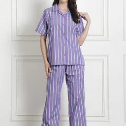 Secret Wish Striped Pure Cotton Shirt With Pyjamas-image-64