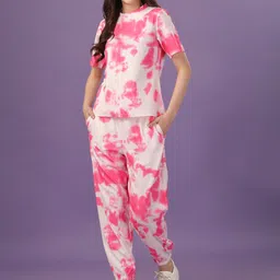 WESTHOOD Tie & Dye Printed Casual Women Co ord set-image-38