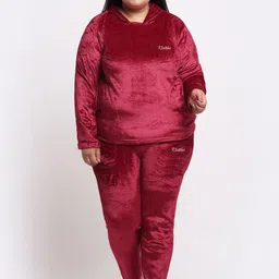 KLOTTHE Plus Size Hooded Velvet T-shirt With Trouser-picture-17