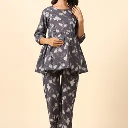 Ikk Kudi by Seerat Floral Printed Pure Cotton Maternity Night Suit-picture-14