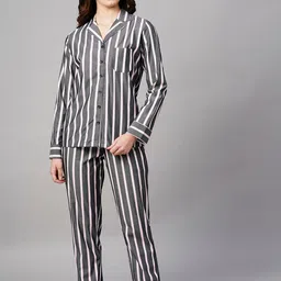 DRAPE IN VOGUE Striped Night suit-image-68