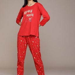beebelle Conversational Printed Pure Cotton Night Suit-12