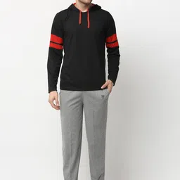 VIMAL JONNEY Men Black & Grey Colourblocked Night Suit-image-60