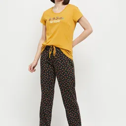 max Women Mustard & Black Night suit-image-72