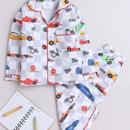 Knitting Doodles Kids Printed Pure Cotton Night suit-image-62
