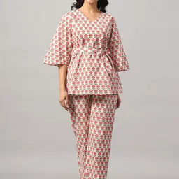 Do Dhaage Floral Printed Pure Cotton Night Suit-image-25