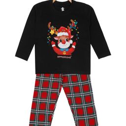 Hippodrome Kids Cheerful Santa Graphic Printed Pure Cotton T-Shirt & Lounge Pant-image-39