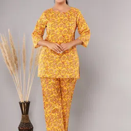 Krati Creations Women Printed Pure Cotton Kurti & Trousers-image-28