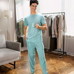 Pepe Jeans Men Blue & White Printed Night suit-image-10