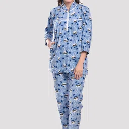 CIERGE Women Blue & White Printed Night suit-picture-17