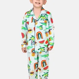 Hippodrome Kids Beach Theme Printed Cotton Full Sleeves Night Suit-image-52