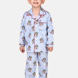 Hippodrome Kids Blue Rescue Rangers Printed Cotton Full Sleeves Night Suit-image-52