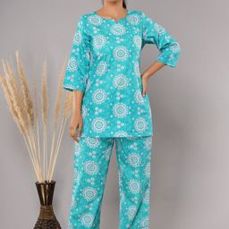 Krati Creations Women Printed Pure Cotton Kurti & Trousers-image-37