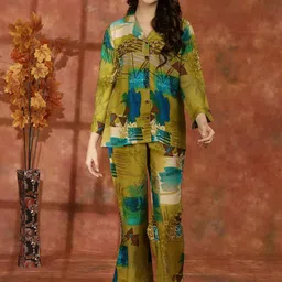 Claura Abstract Printed Shirt With Pyjamas Night suit-picture-0