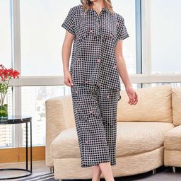 SANSKRUTIHOMES Checks Pure Cotton Night Suit-image-73