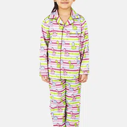 Hippodrome Unisex Kids White & Pink Printed Night suit-picture-25