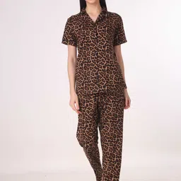 Masha Women Brown & Black Printed Night suit-picture-23