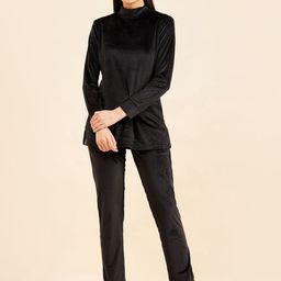 Sweet Dreams Black Mock Neck Top With Pyjamas-44
