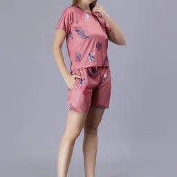 Xivir Floral Printed Satin Night suit-image-29