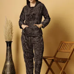 FABINALIV Women Self Design Woollen Embossed Night suit-image-25