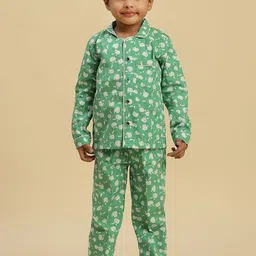 Stuffie Land Boys Conversational Printed Shirt Collar Long Sleeve Night suit-image-46