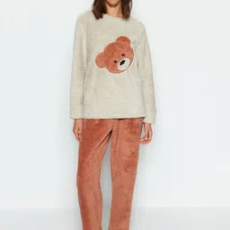 Trendyol Printed Round Neck T-Shirt & Pyjamas-image-26