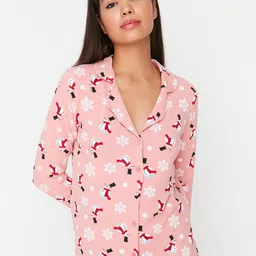 Trendyol Conversational Printed Pure Cotton Night Suit-picture-47