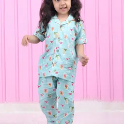 Polka Tots Girls Conversational Printed Night suit-image-81