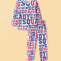 Honeyhap Boys Pure Cotton Typography Printed Night Suit-picture-20