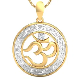 KUBERBOX Filigree Om 18KT Gold Diamond Pendant-1.9gm-picture-55