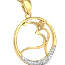KUBERBOX Saakshar Om 18KT Gold Diamond-Studded Pendant-1.33gm-image-76