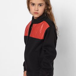 Instafab Girls Colourblocked Mock Collar Windcheater Cotton Bomber Jacket-image-74