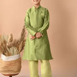 LilPicks Boys Geometric Woven Design Regular Kurta With Pyjamas-11