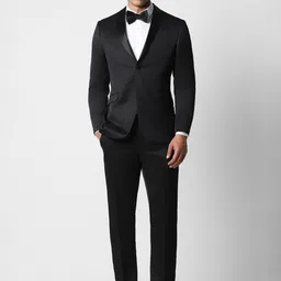 V Dot Slim Fit Shawl Collar Single Breasted Two Piece Formal Suit-picture-36