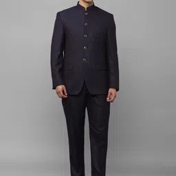 Louis Philippe Men Self Design Two Piece Bandhgala Suits-image-29