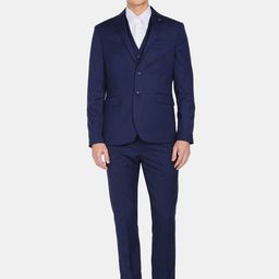 Arrow Men Blue Solid Single-Breasted Three-Piece Formal Suit-image-90